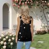 Women's Pleated Square Collar Sleeveless Vest Print T-shirt