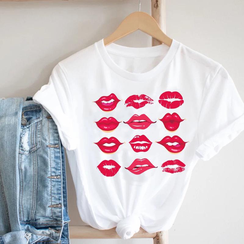 

Women s Valentine s Day Heart Print Short Sleeve T-Shirt Small