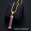 New Hip Hop Jewelry Titanium Steel Gold Plated Diamond Inlaid Rotating Light Pendant Necklace