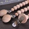 Baby Beech Wood Pacifier Clip Hand Ring Set Wooden Round Bead Soother Nipple Chain For Nursing Toy Infant Teether Teething Chain
