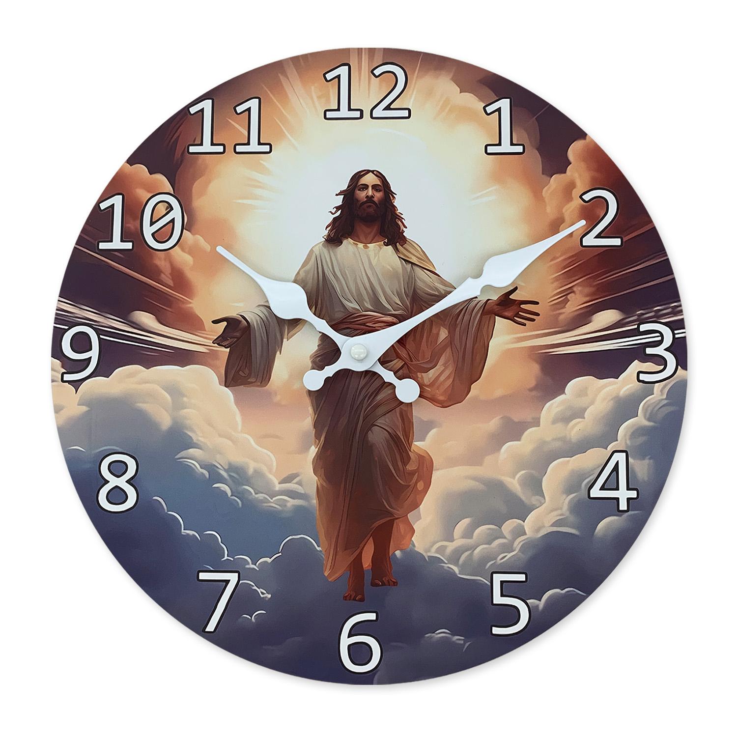 High-Quality Artistic High-Quality Circular High-Quality Luminous High-Quality Jesus High-Quality Rising High-Quality Pattern High-Quality Wooden (as the picture,10 Inch)