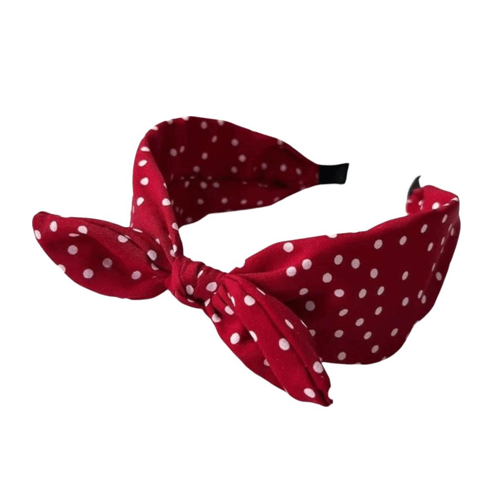 Vintage Women s Bow Hair Hoop Non-slip Rabbit Ear Hairband Polka Dot Headband Women Wear