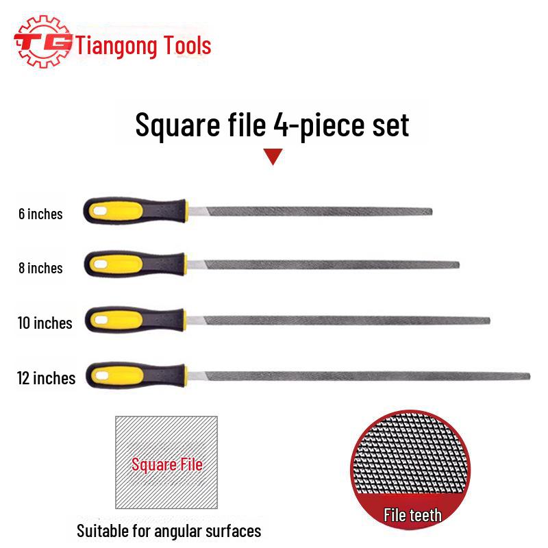 Tiangong High Carbon Steel Woodworking File Set: Triangular, Poking Knife, Round File for Benchwork and Grinding.