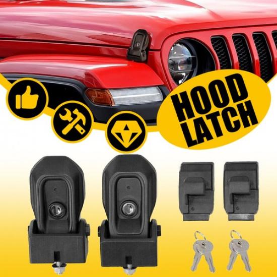 Locking Hood Latch Hood Catch with Lock For 2018- Jeep Wrangler JL JLU JT EA