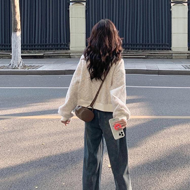 Short Knitted Cardigan Spring and Autumn Temperament Sweater Women's Coat