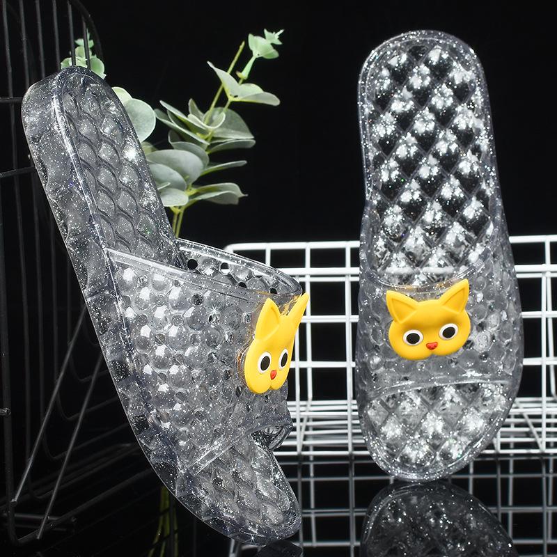 Women's Non-Slip Crystal Clear Mid-Heel Slippers - Comfortable & Foot-Friendly for Bathing & Home Use