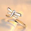 Platinum Dragonfly Adjustable Ring for Women - New Silver-Plated Design, Perfect Valentine's Day Gift