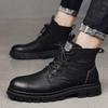 Fashion 2025 New British Style Men's Short Boots,fashionable Men's Shoes Workwear Boots High Top Leather Shoes for Men Botas Para Hombre