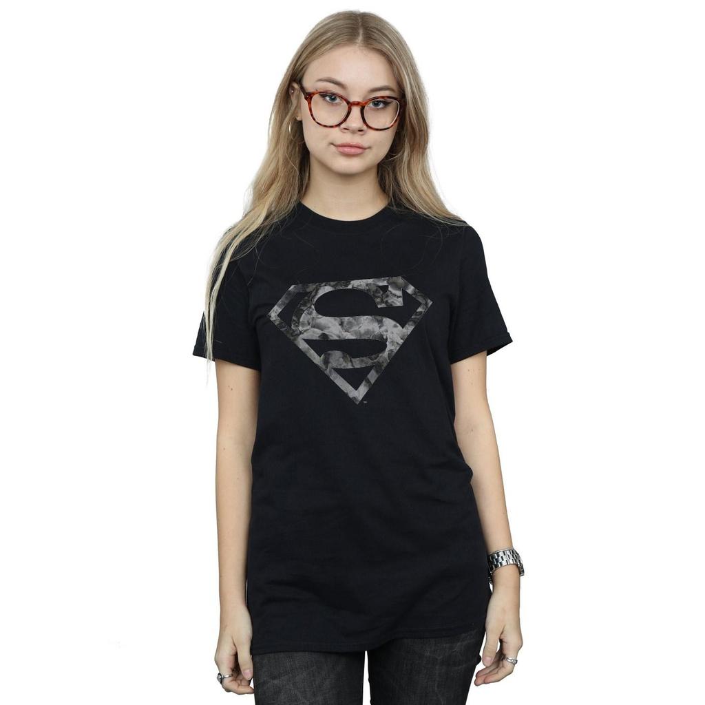 DC Comics Womens/Ladies Superman Marble Logo Cotton Boyfriend T-Shirt