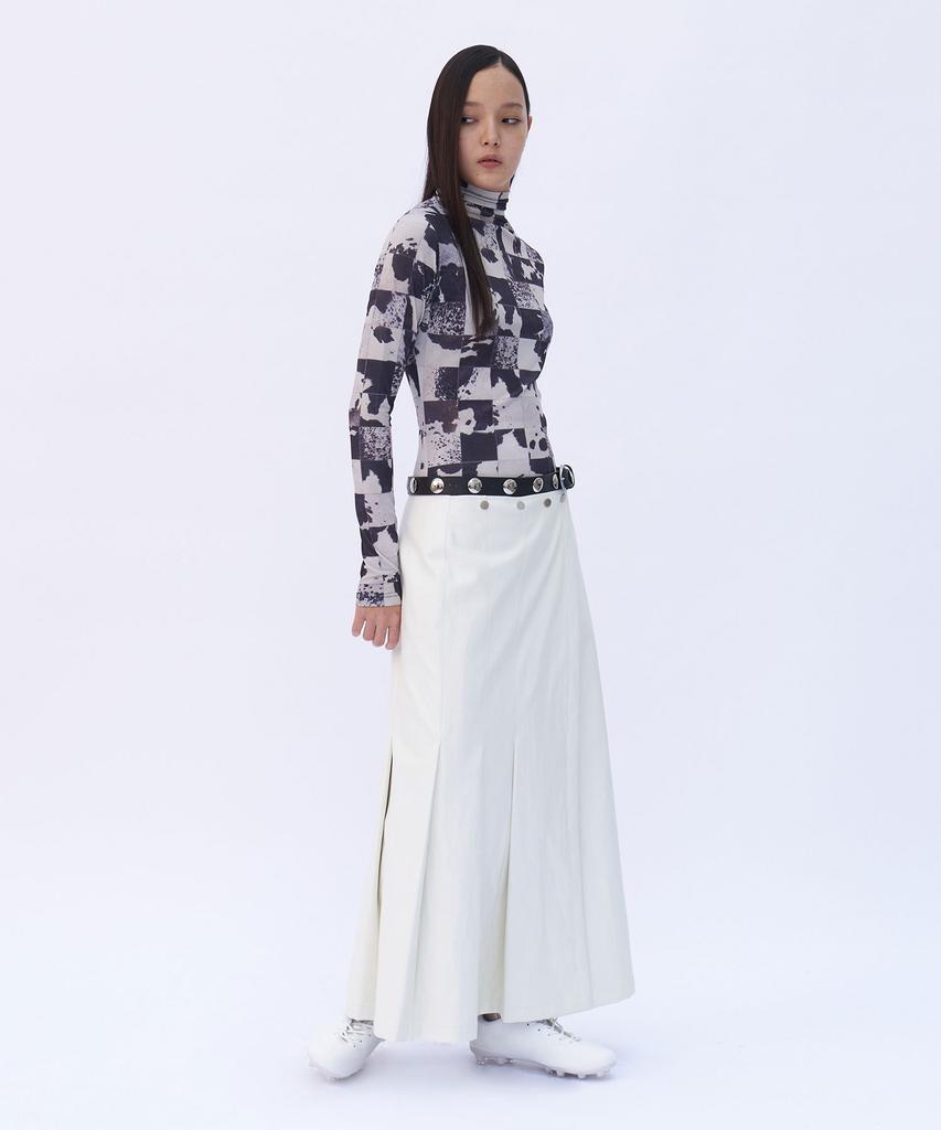 Yunse Asymmetrical Pleated Skirt (White)