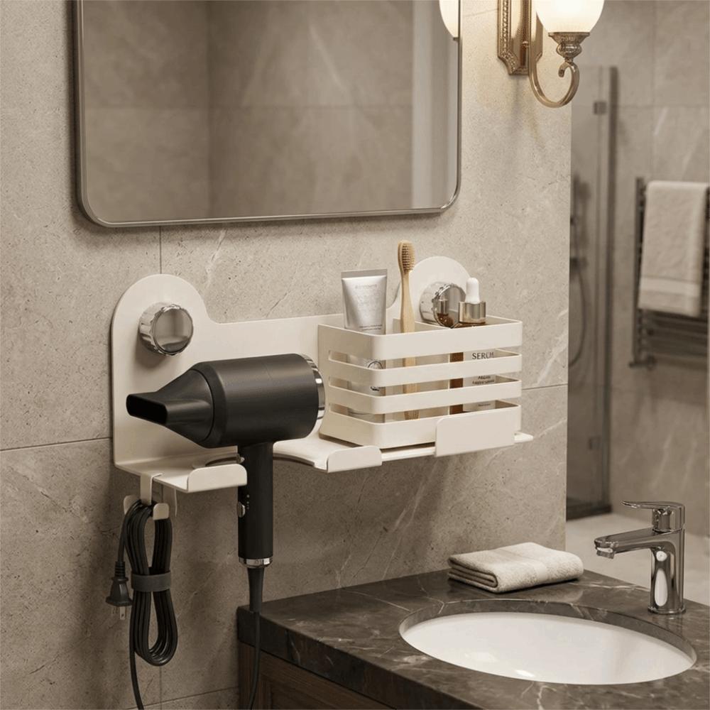 Space Saving Suction Cup Hair Dryer Holder No-Drill Hair Straightener Holder Salon Use