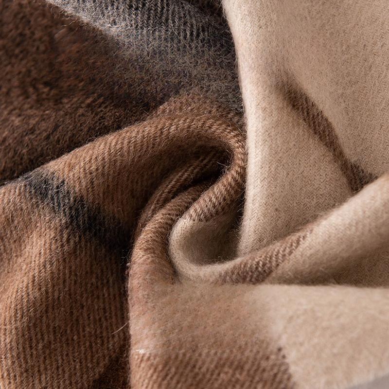 British Style Maillard Color Cashmere Scarf for Men High End Winter Versatile Couple Warm Scarf for Women