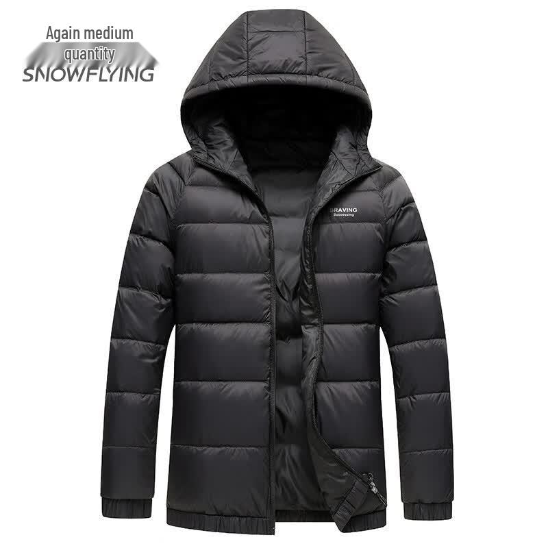 SNOWFLYING Men s Lightweight Hooded Down Jacket L