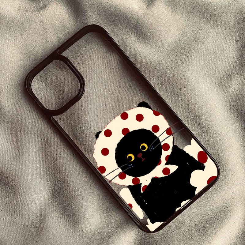 Cute Cartoon Black Cat Couple Phone Case For iPhone 14 Pro MAX 15 13 11 12 XS SE20 XR 7 8Plus Shockproof Clear Hard Cover Shell