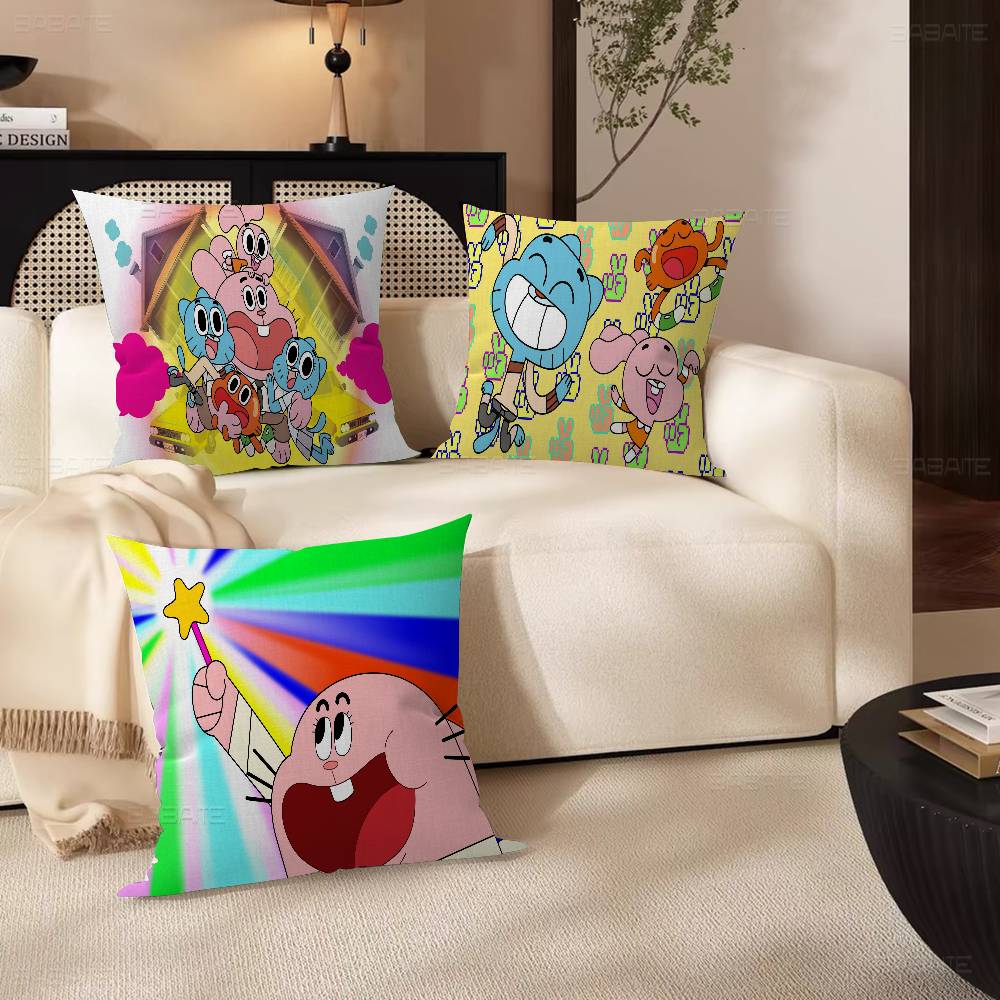 The Amazing W-World Of G-Gumball Cushion Cover Pillowcase Upholstery Sofa Throw Pillow Home Decor Pillowcas