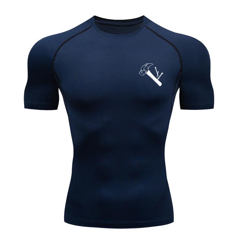 Graphic Print Short Sleeve Compression Shirt for Men Summer Athletic Quick Dry T-shirts Tops Gym Workout Running Training Tees