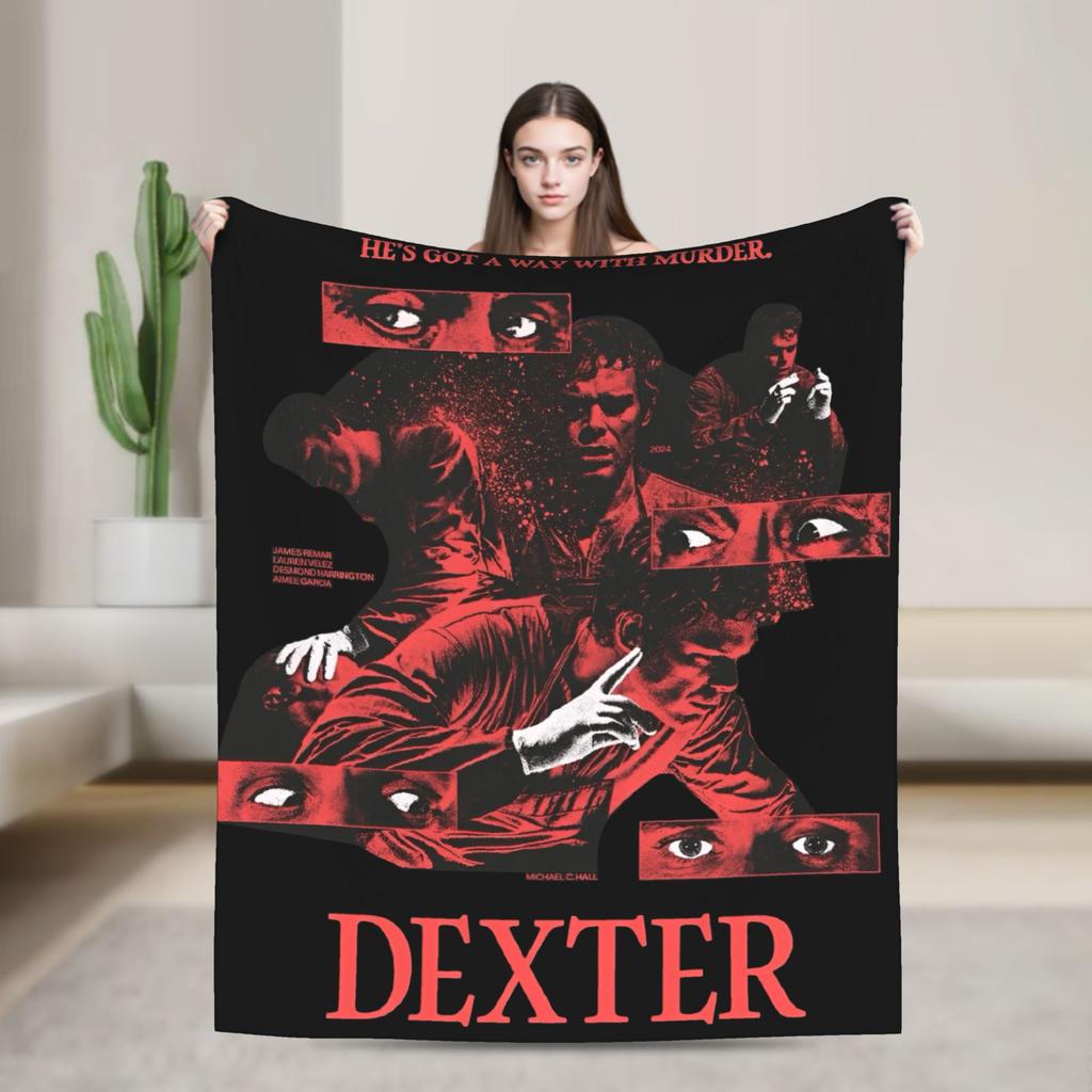 Dexter Morgan Blood Never Lies TV Show Poster Warm Cozy Blanket Travel Car Bedding Throws Flannel Bedspread Sofa Bed Cover