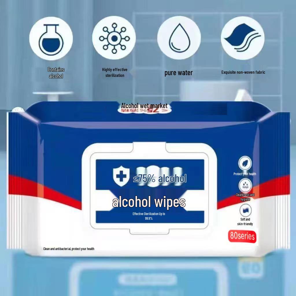 75% Alcohol Antibacterial Disposable Wipes - 80 Pack