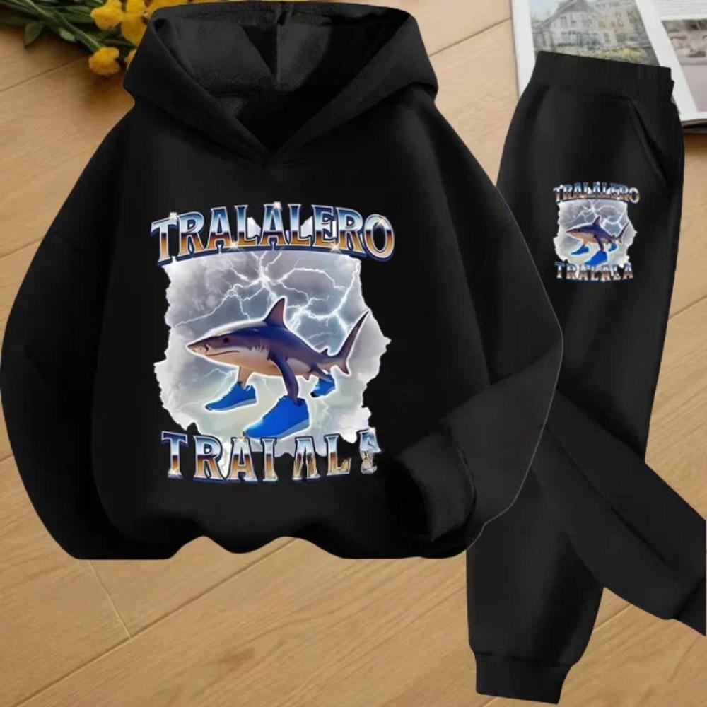 Autumn Italian Brainrot Print Kids Hoodie+Pants Suit Boys 2pcs Set Fashion Casual Girls Tracksuit Children Long Sleeve Outfits