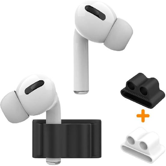 Силиконовый держатель ремешка для часов против потери для AirPod Pro 2/AirPod 3 2 1, Держатель ремешка для часов Airpod, Держатель аксессуаров Airpod для занятий спортом Airpod Holder(Black+White