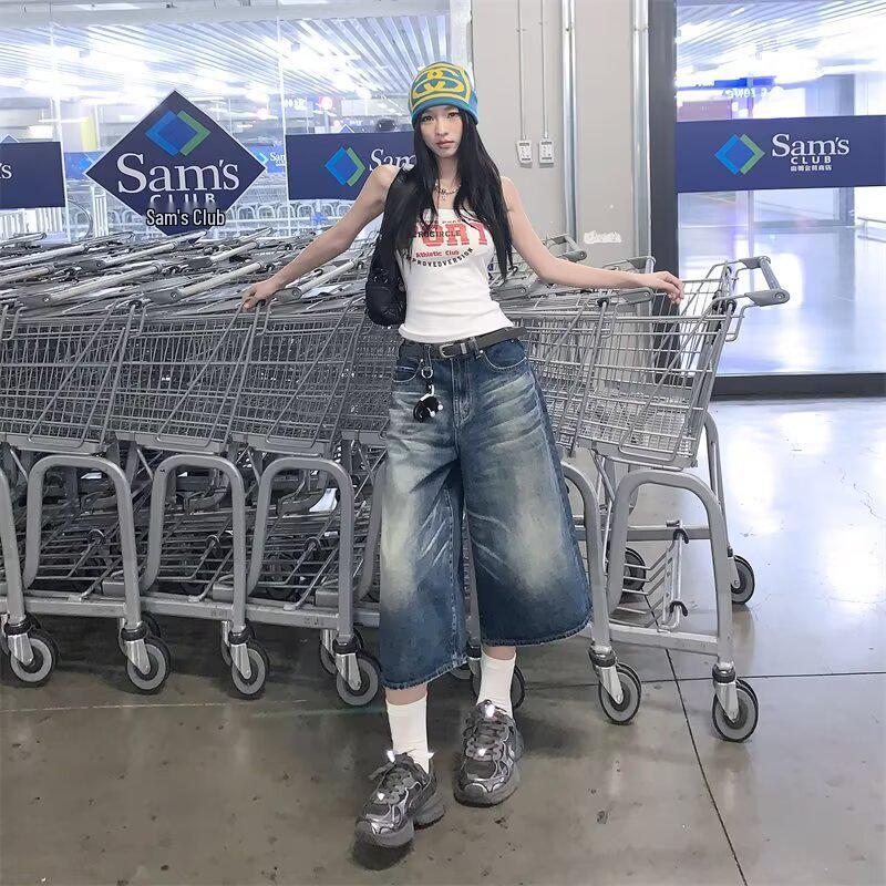 

Women s Retro Casual Wide-Leg Mid-Length Drape Pants L for 155-165CM, 109-120 lbs