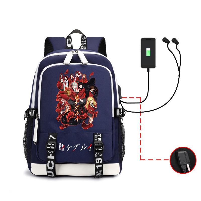 School bag, animation, the abyss of gambling, peripheral multi-function USB earphones, large-capacity men's business backpack