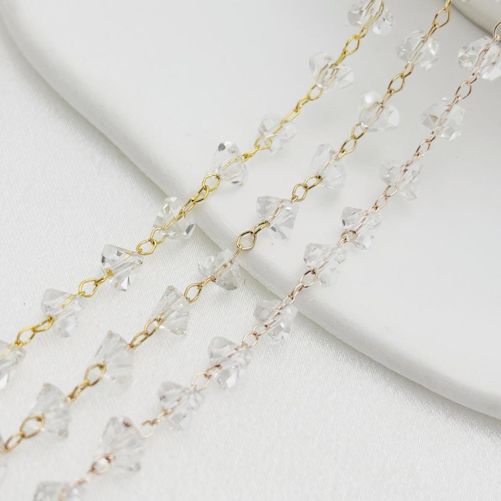 DIY Jewelry Supplies: 6mm Transparent Crystal & Color-Preserving Copper Chains for Necklace & Bracelet Making, In Six Colors