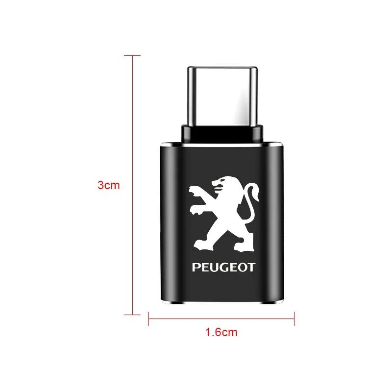 2026 Hot Car Sticker For Peugeot Car Usb Type C Cable Converter Charging Adapter Car Accessories For Peugeot 308 307 206 208 207
