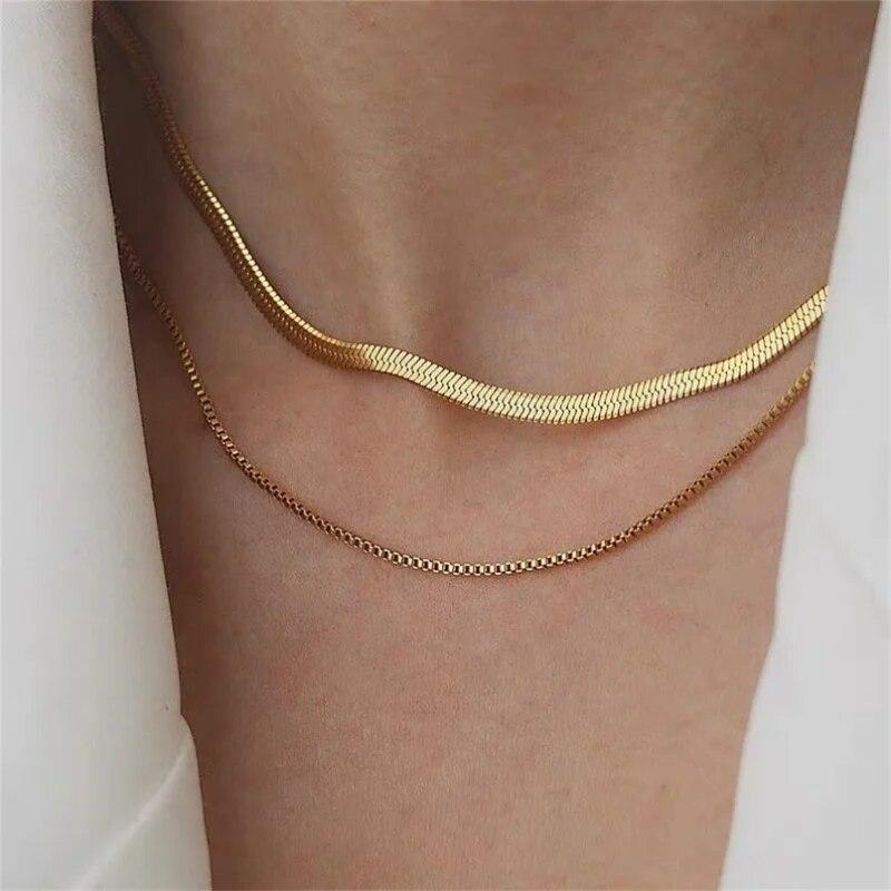 Vintage Bohemian Multilayer Minimalist Halskette für Frauen Stick Anhänger Gliederkette Halskette Schlüsselbein Collares Modeschmuck
