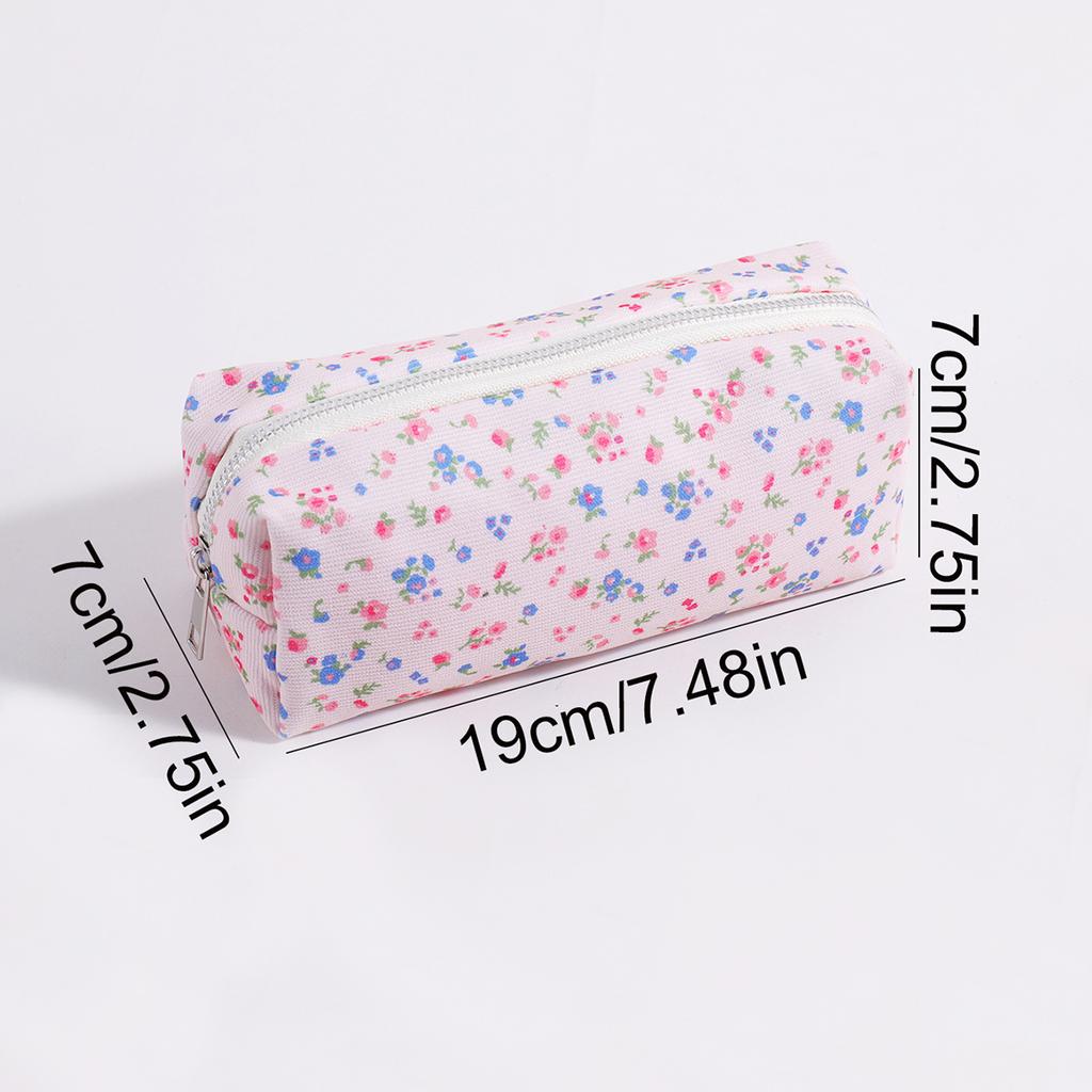 Retro floral portable pencil case, simple student stationery storage bag, school exam supplies storage,Creative gift for pal