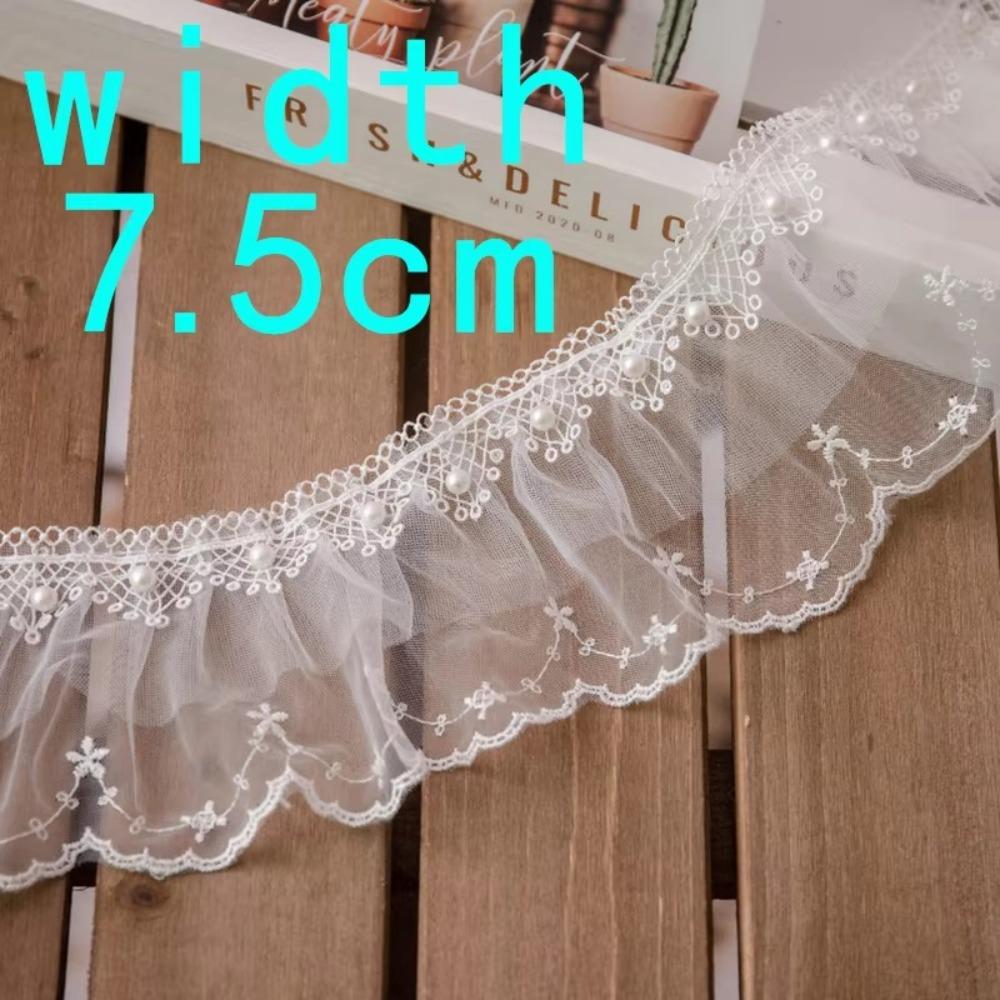 Sewing Supplies Pearl Eyelash Lace Fabric Embroidery White Lace Ribbon Decorative Trim