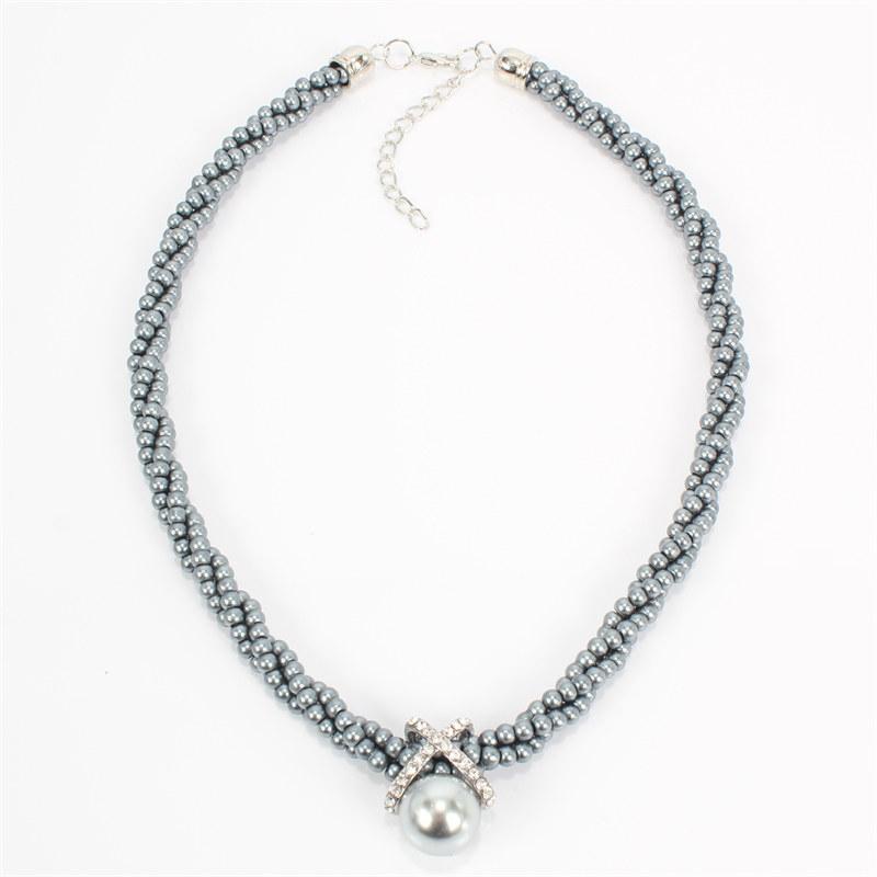 Imitation Pearls Multiple Woven Necklace for Women Fashion Short Choker Necklaces GZW