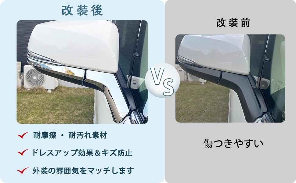 MEKOMEKO Side Mirror Garnish for Toyota Exterior ABS Compatible with Early and Late Models Under-Line Alphard/Vellfire (30 Series), Parts, Resin,