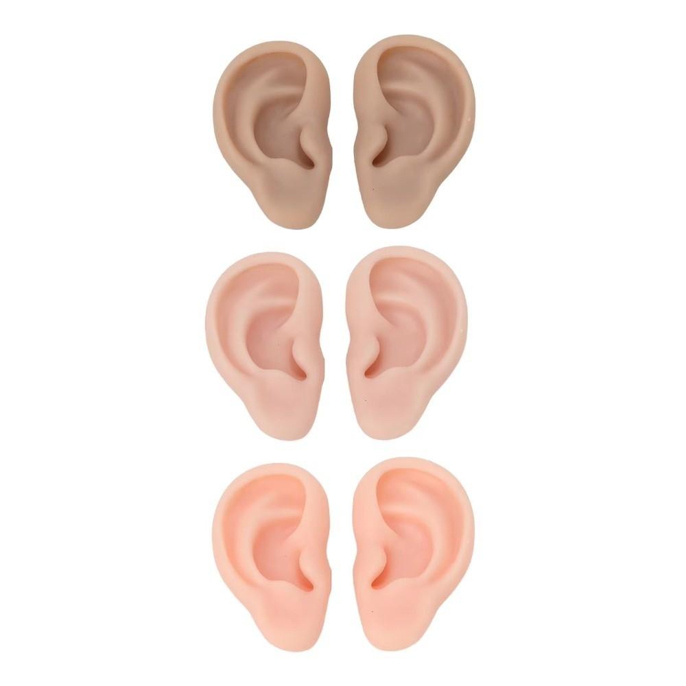 1 Pair Soft Touch Silicone Ear Model Skin Tone Color Ear Piercing Model For Piercing Exercise