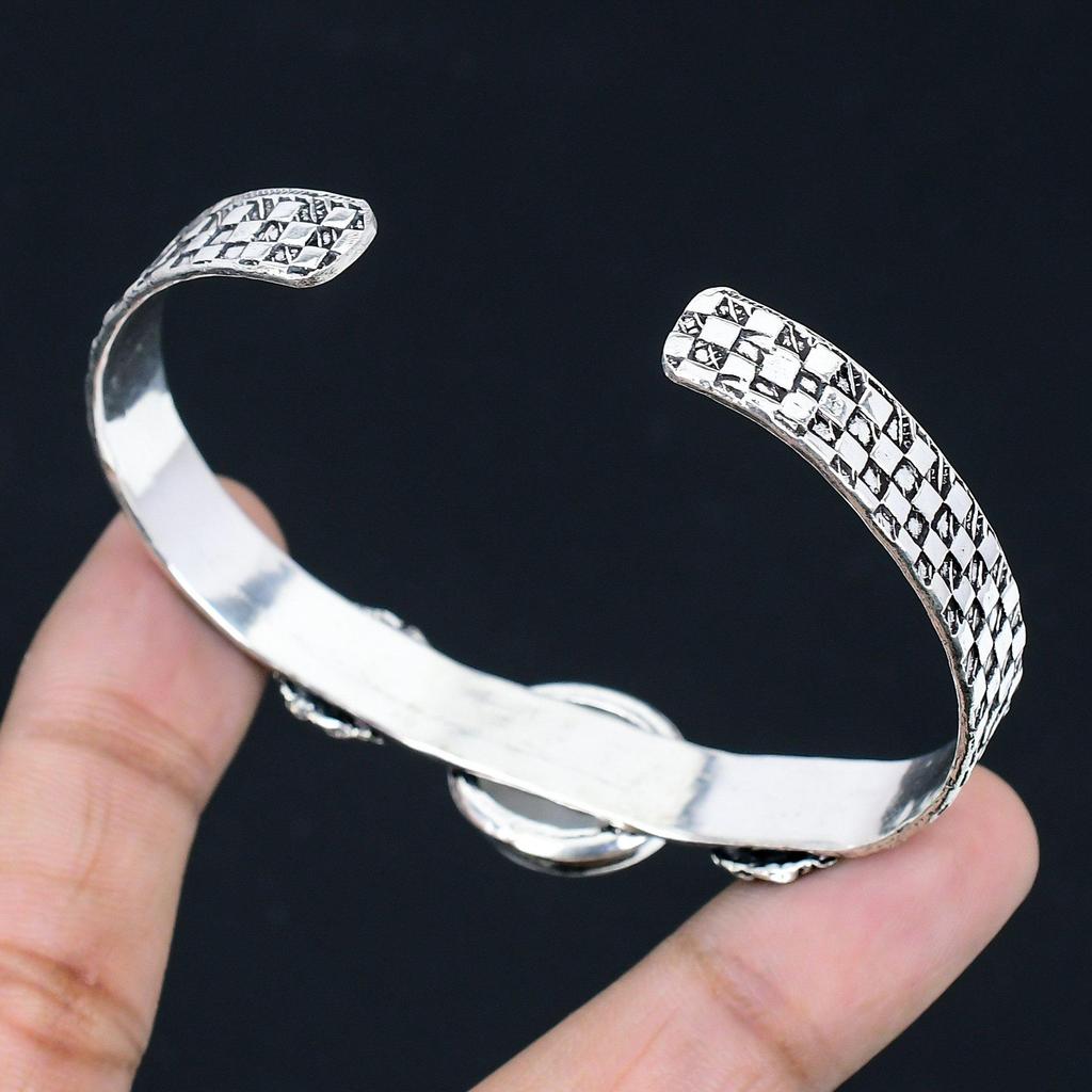 Daughters Day Sale 925 Sterling Silver Rainbow Moonstone Stone Bangle Bracelet