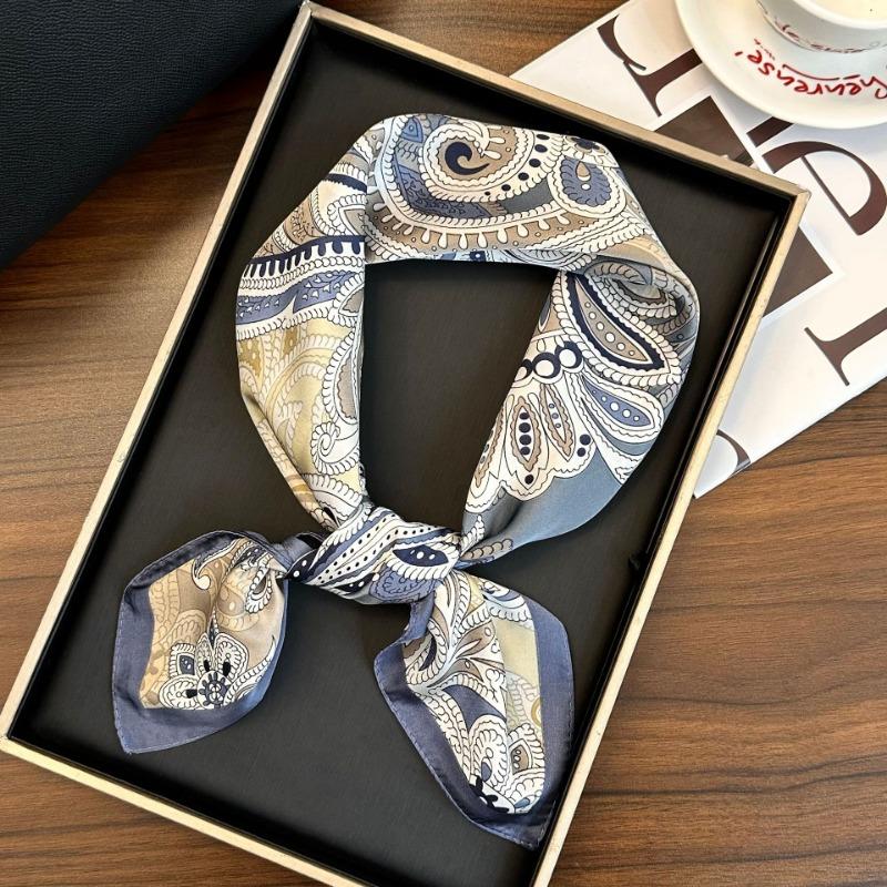 Polka Dot Silk Scarf Square Scarf High-end New Versatile Decorative Scarf Scarf Scarf Neck Cashew Flower Scarf Shawl Can Be Used As a Tube Top