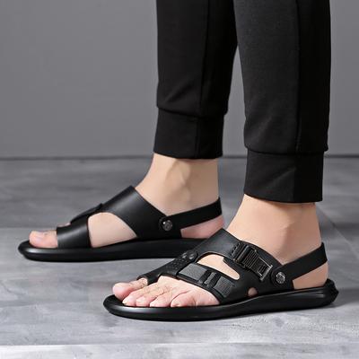 FashionCasual Fashion Men Shoes Slip-On Genuine Cow Leather Soft Non-slip Beach Summer Sandals Slippers Flats Flip Flop Walking Shoes
