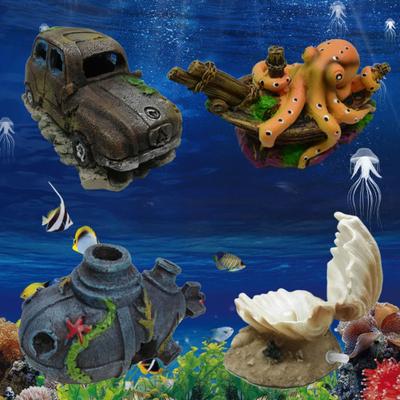 Aquarium Resin Simulation Octopus Submarine Fish Tank Landscaping Ornament Decor