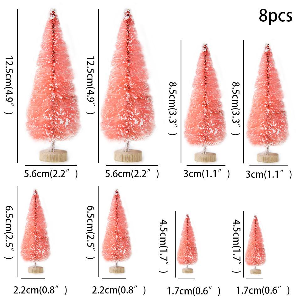 8PCS Multi Size Christmas Pine Tree Colorful Mini Trees for Xmas Home Desktop Ornaments Noel Party Table Decoration Supply