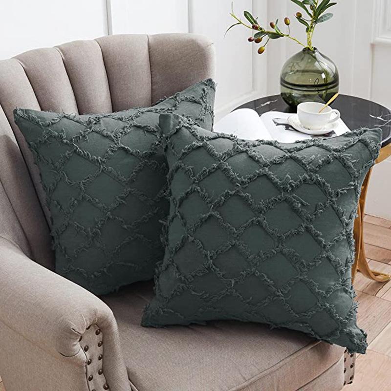 Pillow Home Pillow Cover Double-sided Cotton Linen Checkered Back Pillow Cushion Sofa Lumbar Pillow