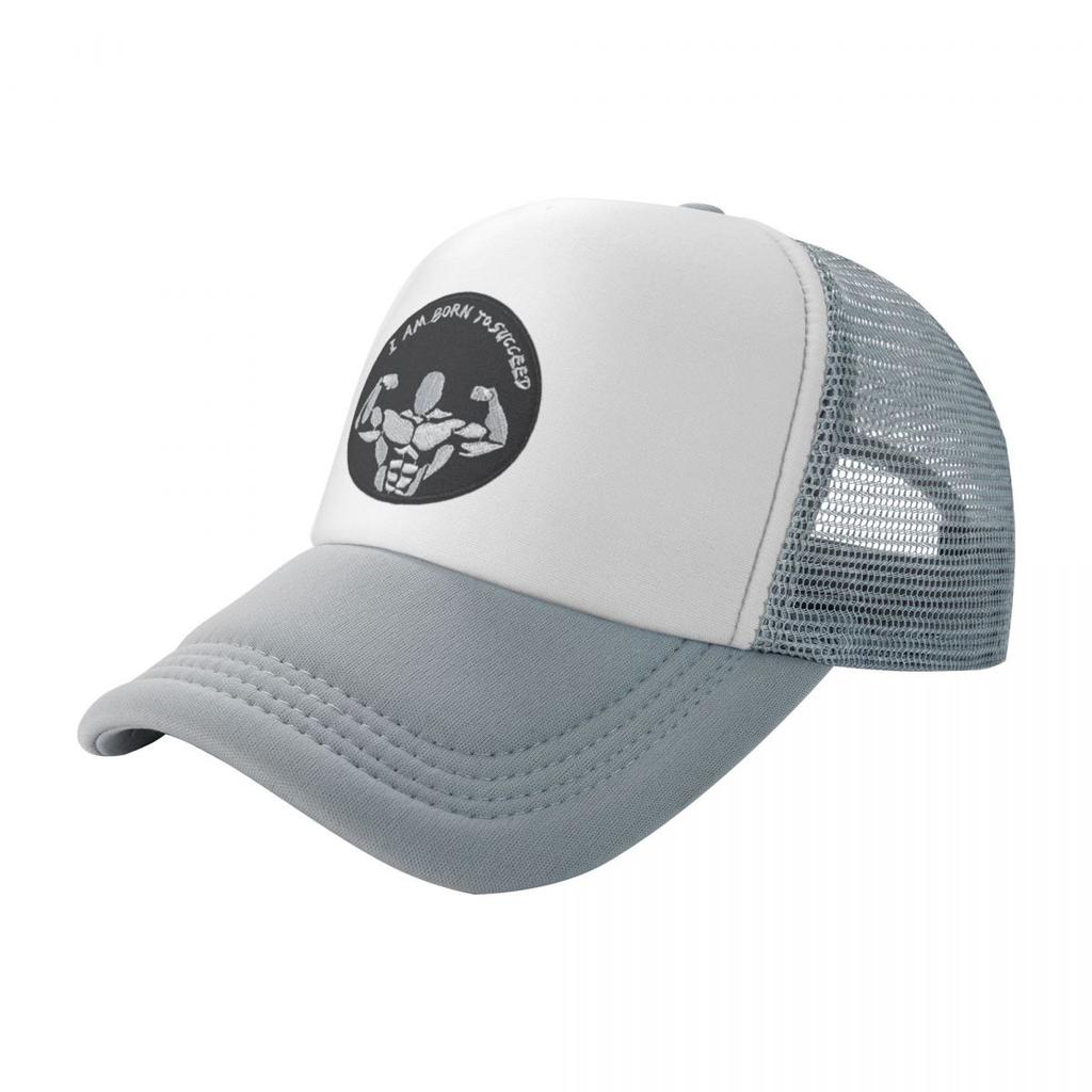 Printed Bodybuilding Strong I Am Born To Succeed Sport Mesh Baseball Caps Women Camping Male Beach Dad Hat Trucker Cap