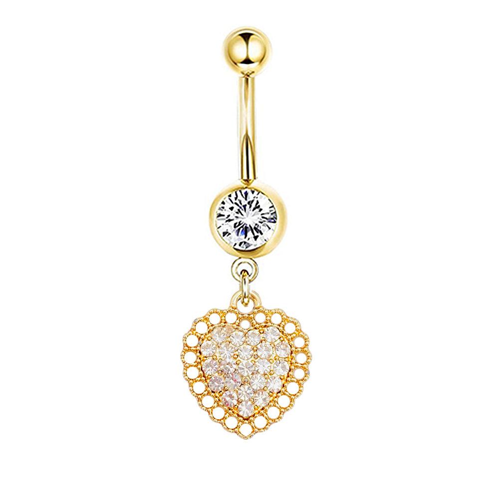 1Pcs Stainless Steel Long Navel Nail Butterfly Heart Five-pointed Star Pendant Navel Ring Piercing Jewelry
