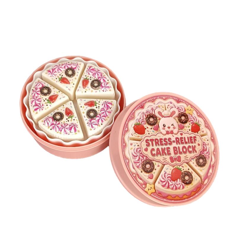 Cake-Themed Stress-Relief Button Toy Rotate Box, Artificial Cake Sensory Push Button Clicker Party Interactive Toys Gift