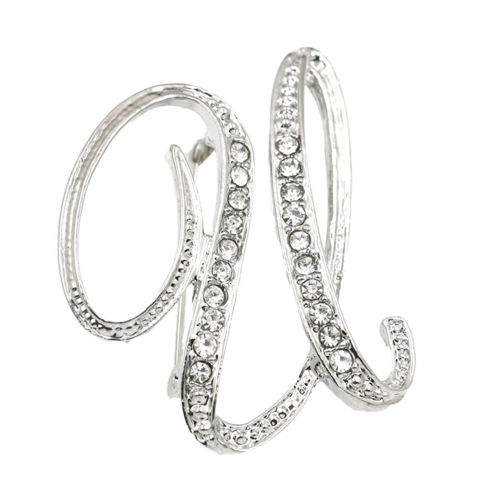 English Letter Brooch With Water Filled Diamond Alloy Chest Flower, Clothing Accessory Pin