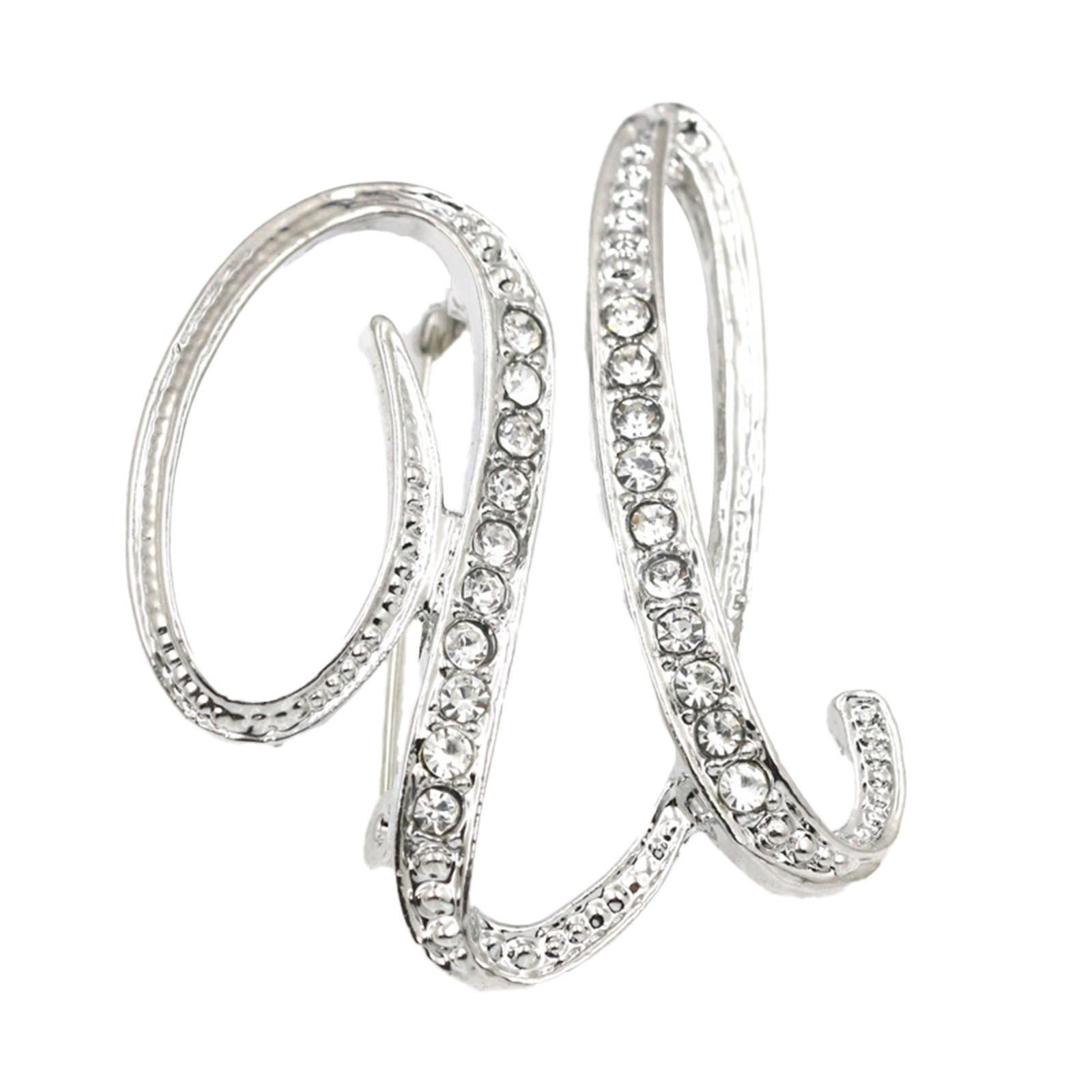 

English Letter Brooch With Water Filled Diamond Alloy Chest Flower, Clothing Accessory Pin One Size