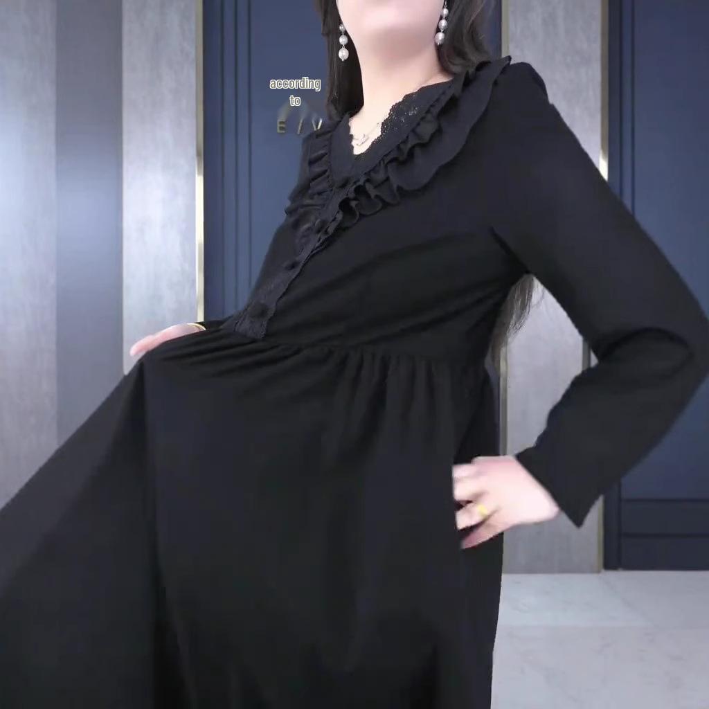 European Style Ruffle Plus Size Mom Dress - Spring Casual Women's Fashion