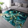 Multiple Sizes Blue Octopus with Gold Textures Carpet for Living Room Bedroom Sofa Home Decor Rug Non-slip Floor Mat Luxury Gift