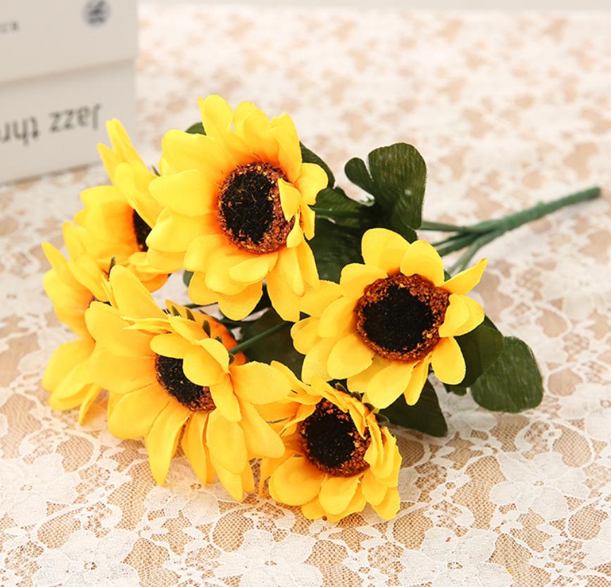 

Мини Искусственные Головки Подсолнухов с Железной Проволокой для Домашнего Украшения Вечеринки Свадебный Декор, Цветы в Руках Невесты Композиции 1PCS жёлтый