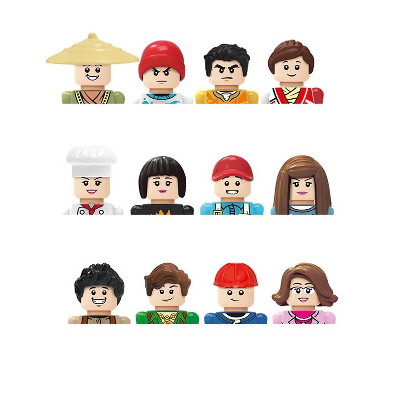 Non-Toxic City Characters Action Figures Building Blocks Policeman Teacher Fireman Occupation Mini Figurine Dolls Bricks Set Children Toys