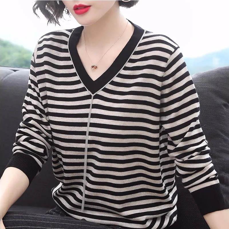 

Свитшот для женщин осень зима V-образный вырез свитер джемпер длинный рукав повседневный свободный эластичный свитшот топы XXXXXXL